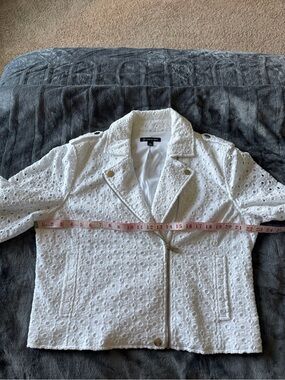 INC International Concepts White Eyelet Moto Jacket